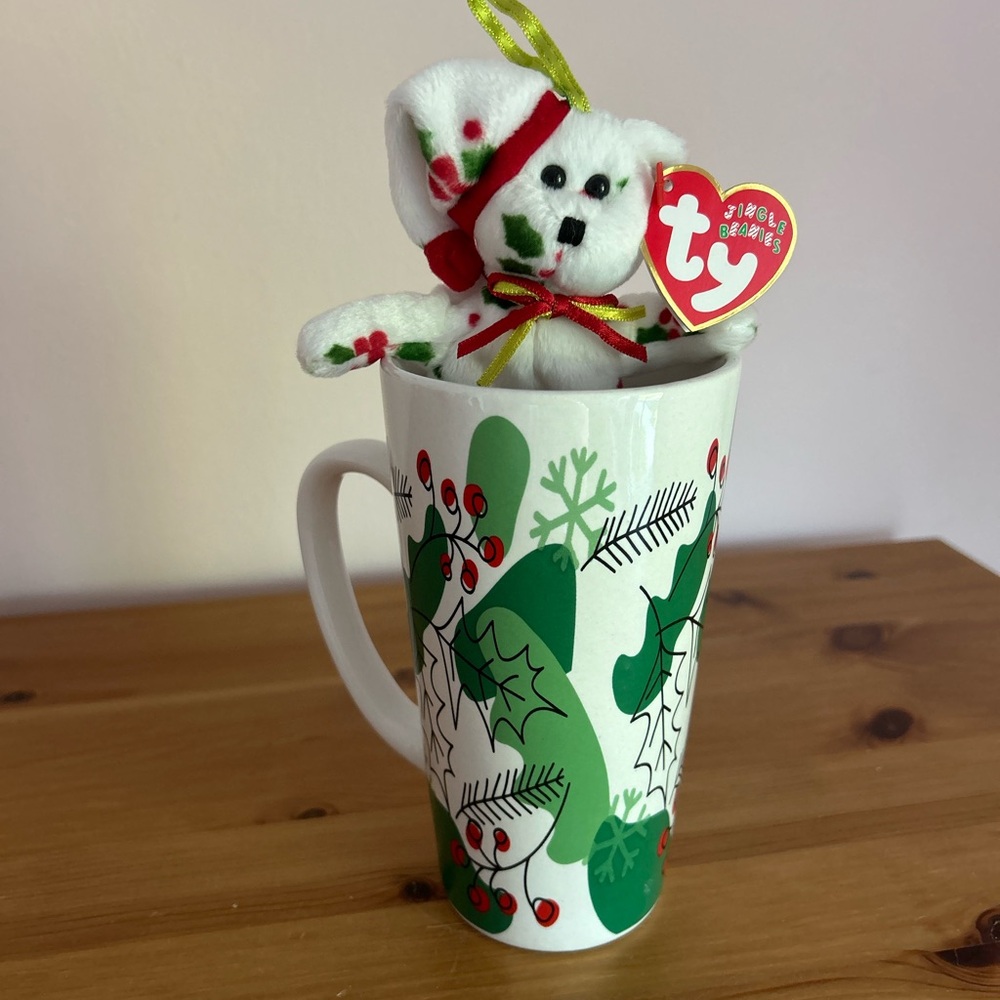 Holiday Mug & Ty Teeny Beanie “Holiday” 1998 Bear